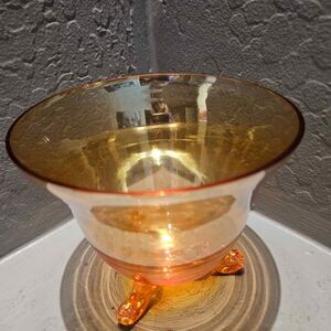 Viking Glass Persimmon Candy Dish Vase 6" X 5.5" Amberina Footed Bowl